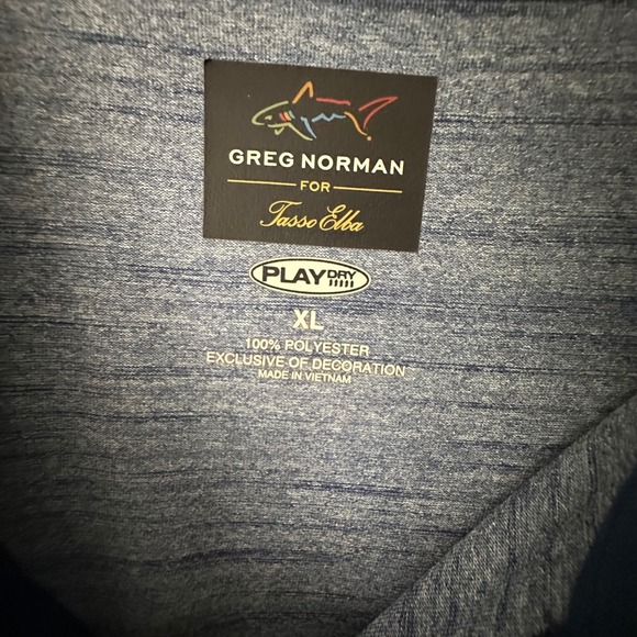 Greg Norman for Tasso Elba Mens XL Golf Polo Shirt Play Dry Blue Heathered Gray - Picture 3 of 5